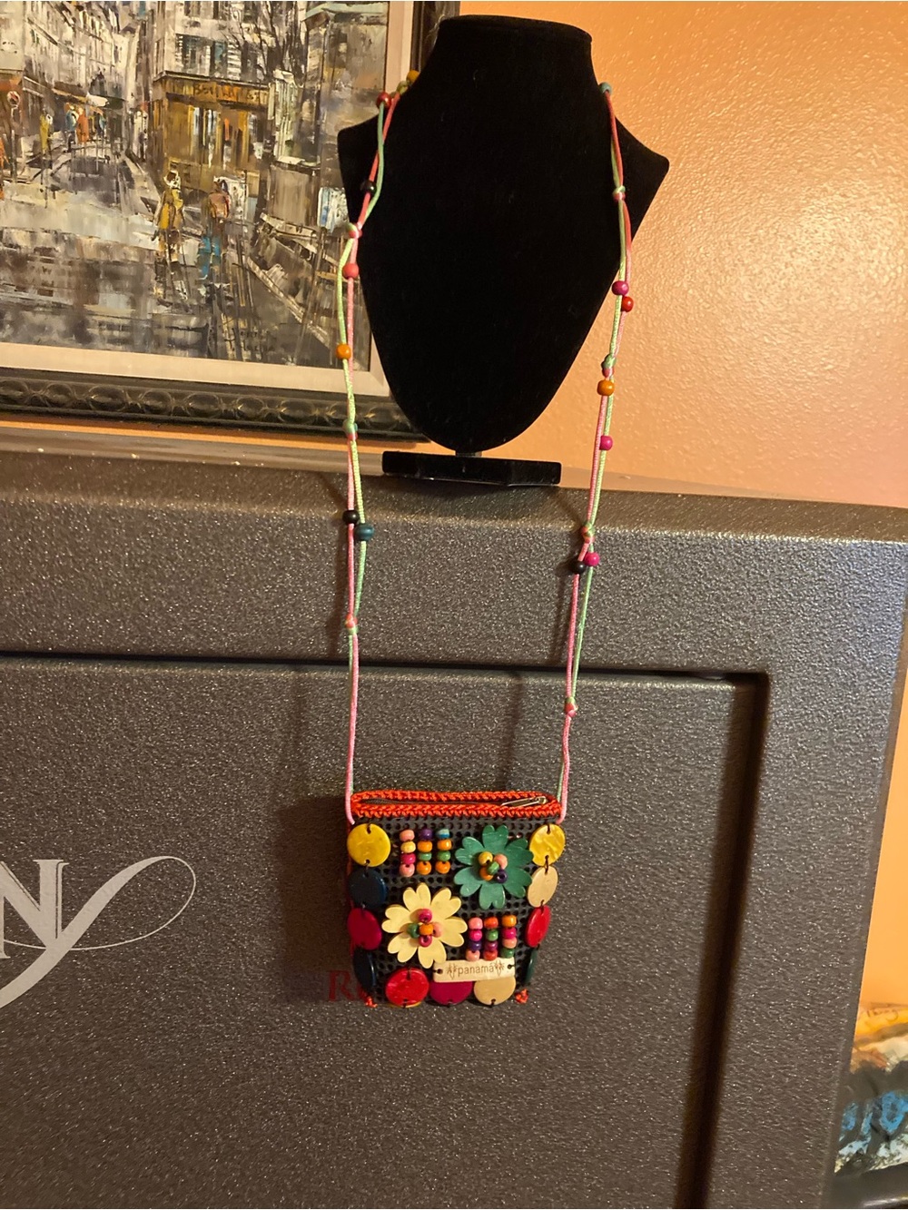 Colorful Floral Beaded Mini Crossbody Bag - Multicolor